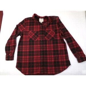 Casa Cabana Men's XL Flannel Shirt Plaid Red Black Long Sleeve